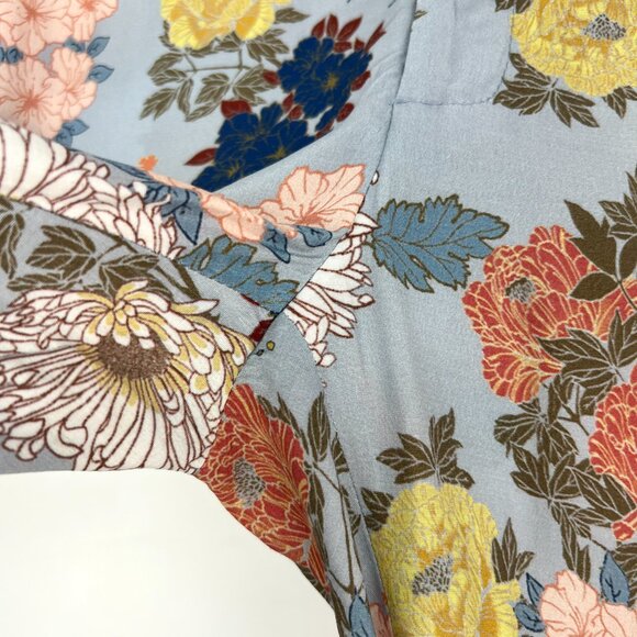 Sz 00- Smythe Mid-Rise‎ Cropped Length Baby Blue Floral Flood Trouser Pants - Picture 5 of 15